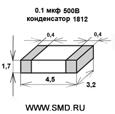 Конденсатор 1812B104K501